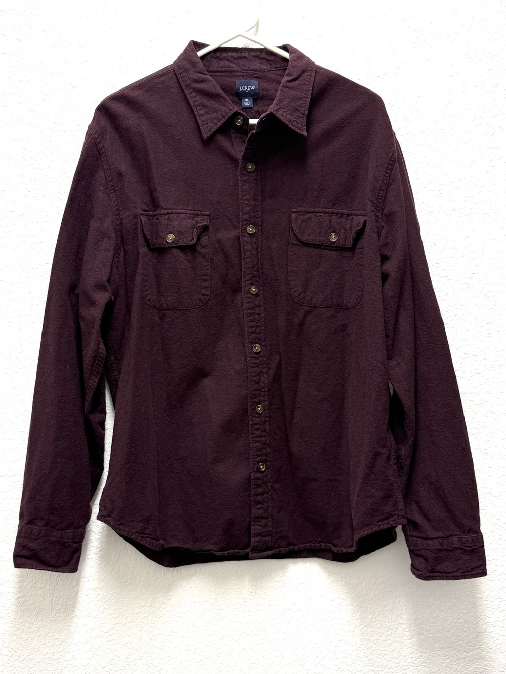 J.Crew Men's XL Burgundy Button-up Twill Shirt